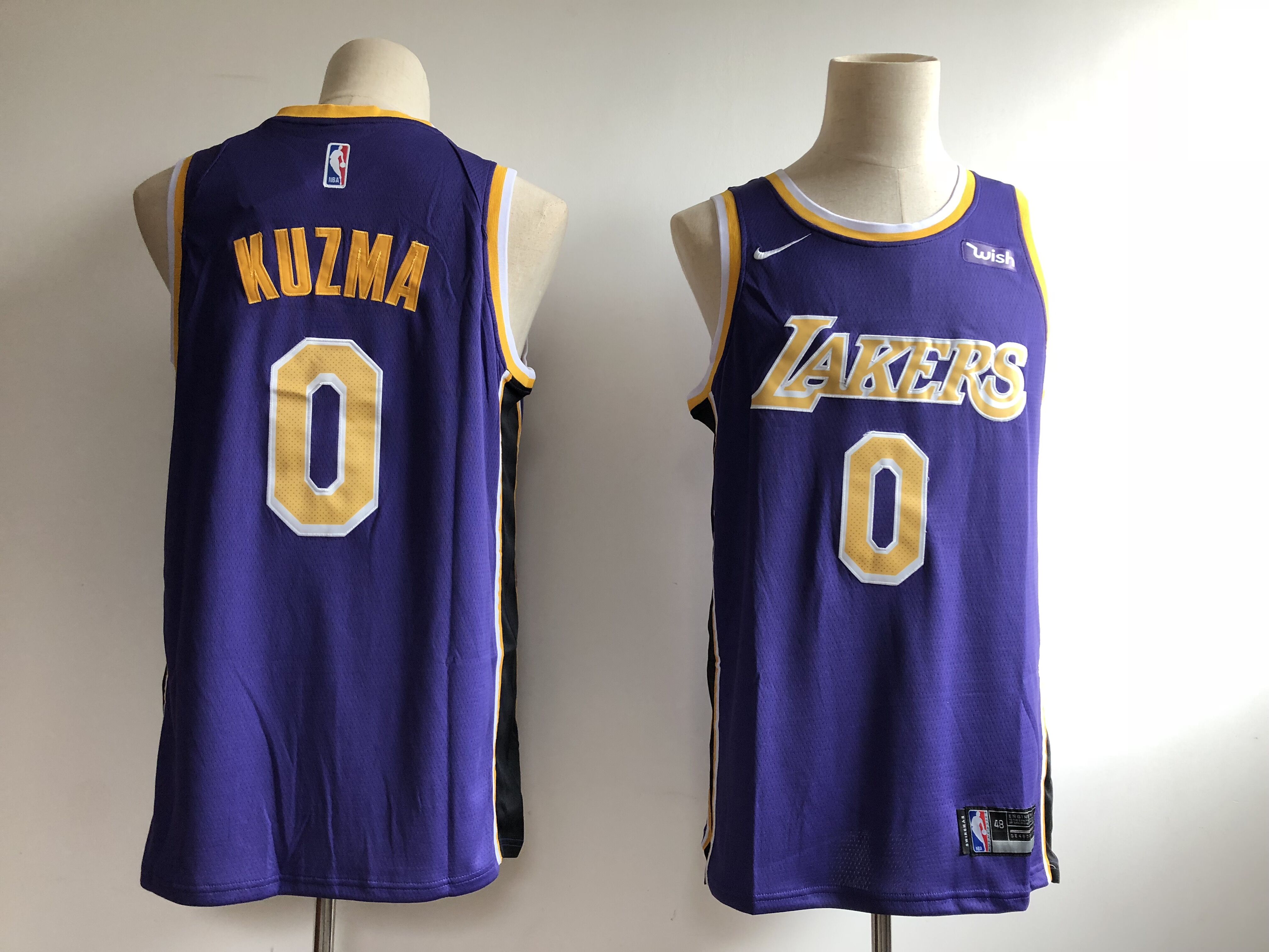 Men NBA Los Angeles Lakers 0 Kuzma purple game Nike NBA jerseys